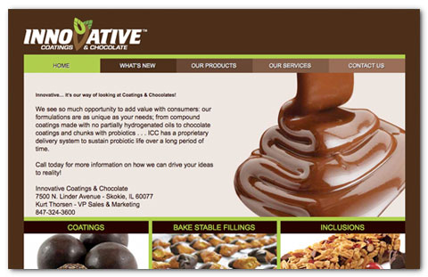 Innovative Coatings & Chocolate: web design by Brian Lis