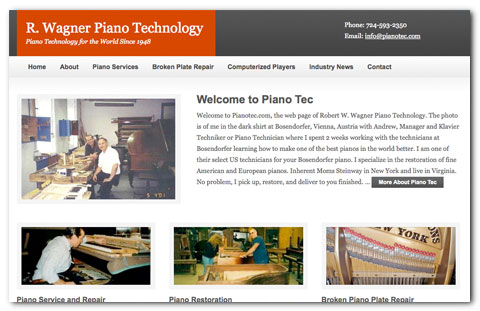 Piano Tec: web design by Brian Lis
