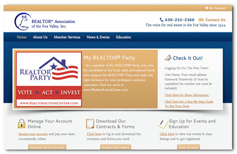 Realtor Association Fox Valley - RAFV: web design by Brian Lis